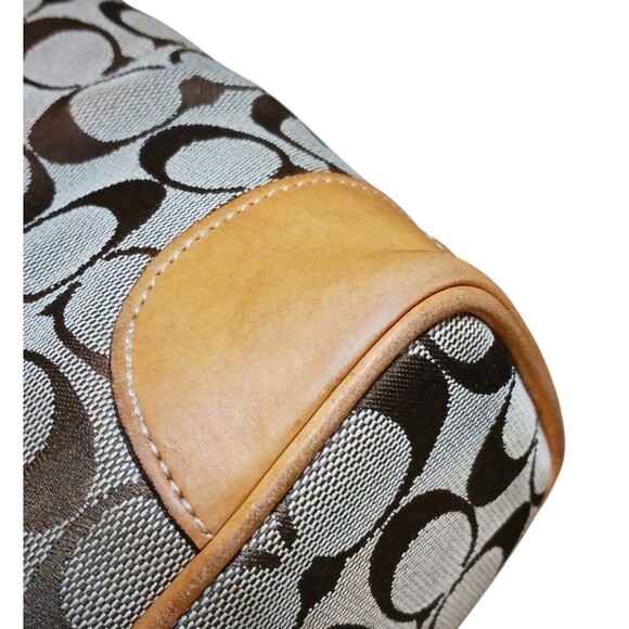 COACH Signature Tote Bag Tan & Brown Traditional Orange Interior Double Handles - Picture 12 of 13